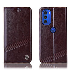 Custodia Portafoglio In Pelle Cover con Supporto H05P per Motorola Moto G51 5G Marrone