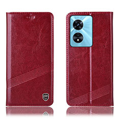 Custodia Portafoglio In Pelle Cover con Supporto H05P per Oppo A38 Rosso