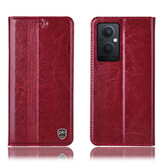 Custodia Portafoglio In Pelle Cover con Supporto H05P per Oppo F21s Pro 5G Rosso