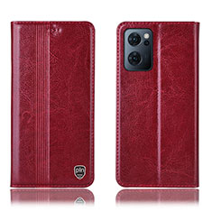 Custodia Portafoglio In Pelle Cover con Supporto H05P per Oppo Find X5 Lite 5G Rosso