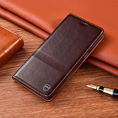 Custodia Portafoglio In Pelle Cover con Supporto H05P per Samsung Galaxy Note 20 5G Marrone