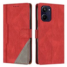 Custodia Portafoglio In Pelle Cover con Supporto H05X per Realme 10 4G Rosso