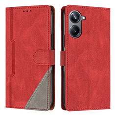 Custodia Portafoglio In Pelle Cover con Supporto H05X per Realme 10 Pro 5G Rosso