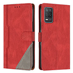 Custodia Portafoglio In Pelle Cover con Supporto H05X per Realme 9 5G India Rosso