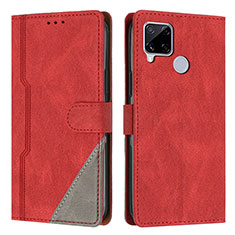 Custodia Portafoglio In Pelle Cover con Supporto H05X per Realme C12 Rosso