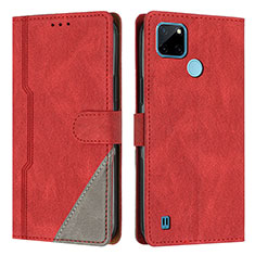 Custodia Portafoglio In Pelle Cover con Supporto H05X per Realme C25Y India Rosso