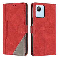 Custodia Portafoglio In Pelle Cover con Supporto H05X per Realme C30s Rosso