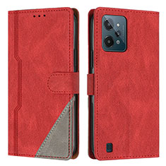 Custodia Portafoglio In Pelle Cover con Supporto H05X per Realme C31 Rosso