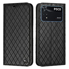 Custodia Portafoglio In Pelle Cover con Supporto H05X per Xiaomi Poco M4 Pro 4G Nero