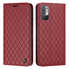 Custodia Portafoglio In Pelle Cover con Supporto H05X per Xiaomi Redmi Note 10 5G Rosso