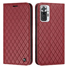 Custodia Portafoglio In Pelle Cover con Supporto H05X per Xiaomi Redmi Note 10 Pro 4G Rosso