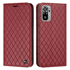 Custodia Portafoglio In Pelle Cover con Supporto H05X per Xiaomi Redmi Note 10S 4G Rosso