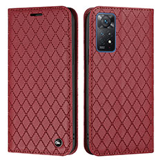 Custodia Portafoglio In Pelle Cover con Supporto H05X per Xiaomi Redmi Note 11 Pro 4G Rosso