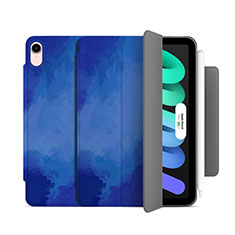 Custodia Portafoglio In Pelle Cover con Supporto H06 per Apple iPad Mini 6 Blu Notte