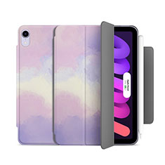 Custodia Portafoglio In Pelle Cover con Supporto H06 per Apple iPad Mini 6 Lavanda