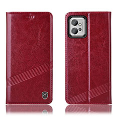 Custodia Portafoglio In Pelle Cover con Supporto H06P per Motorola Moto G32 Rosso
