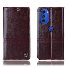 Custodia Portafoglio In Pelle Cover con Supporto H06P per Motorola Moto G51 5G Marrone