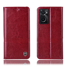 Custodia Portafoglio In Pelle Cover con Supporto H06P per Oppo A36 Rosso