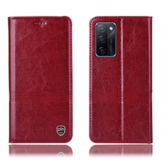 Custodia Portafoglio In Pelle Cover con Supporto H06P per Oppo A55S 5G Rosso