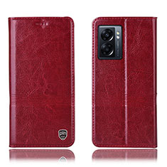 Custodia Portafoglio In Pelle Cover con Supporto H06P per Oppo A77 5G Rosso