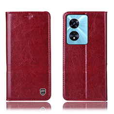 Custodia Portafoglio In Pelle Cover con Supporto H06P per Oppo A78 4G Rosso