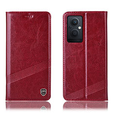 Custodia Portafoglio In Pelle Cover con Supporto H06P per Oppo F21 Pro 5G Rosso