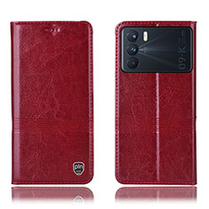 Custodia Portafoglio In Pelle Cover con Supporto H06P per Oppo K9 Pro 5G Rosso