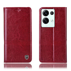 Custodia Portafoglio In Pelle Cover con Supporto H06P per Oppo Reno9 Pro+ Plus 5G Rosso