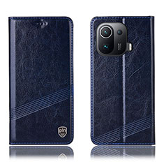 Custodia Portafoglio In Pelle Cover con Supporto H06P per Xiaomi Mi 11 Pro 5G Blu