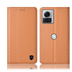 Custodia Portafoglio In Pelle Cover con Supporto H07P per Motorola Moto Edge 30 Ultra 5G Arancione