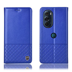 Custodia Portafoglio In Pelle Cover con Supporto H07P per Motorola Moto Edge Plus (2022) 5G Blu