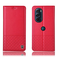 Custodia Portafoglio In Pelle Cover con Supporto H07P per Motorola Moto Edge Plus (2022) 5G Rosso