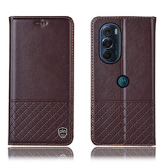 Custodia Portafoglio In Pelle Cover con Supporto H07P per Motorola Moto Edge X30 5G Marrone