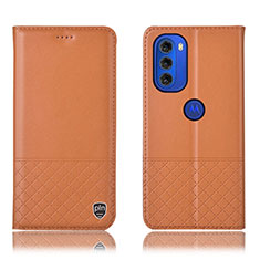 Custodia Portafoglio In Pelle Cover con Supporto H07P per Motorola Moto G51 5G Arancione