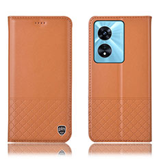 Custodia Portafoglio In Pelle Cover con Supporto H07P per Oppo A1 Pro 5G Arancione