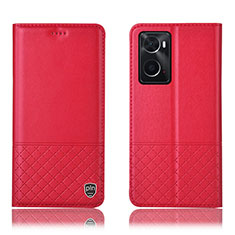 Custodia Portafoglio In Pelle Cover con Supporto H07P per Oppo A36 Rosso