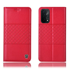 Custodia Portafoglio In Pelle Cover con Supporto H07P per Oppo A54 5G Rosso