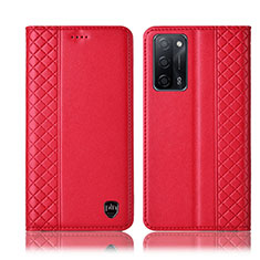 Custodia Portafoglio In Pelle Cover con Supporto H07P per Oppo A55 5G Rosso