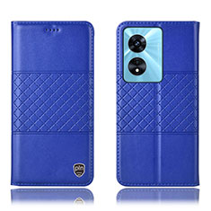 Custodia Portafoglio In Pelle Cover con Supporto H07P per Oppo A58 4G Blu