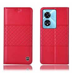 Custodia Portafoglio In Pelle Cover con Supporto H07P per Oppo A58 4G Rosso