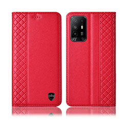 Custodia Portafoglio In Pelle Cover con Supporto H07P per Oppo A95 5G Rosso