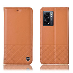 Custodia Portafoglio In Pelle Cover con Supporto H07P per Oppo K10 5G India Arancione