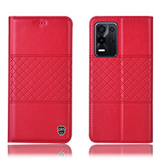 Custodia Portafoglio In Pelle Cover con Supporto H07P per Oppo K9X 5G Rosso