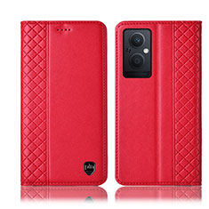 Custodia Portafoglio In Pelle Cover con Supporto H07P per Oppo Reno7 Lite 5G Rosso