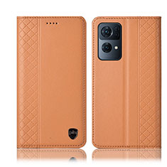 Custodia Portafoglio In Pelle Cover con Supporto H07P per Oppo Reno7 Pro 5G Arancione