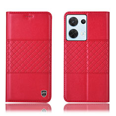 Custodia Portafoglio In Pelle Cover con Supporto H07P per Oppo Reno9 5G Rosso