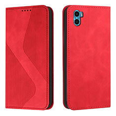 Custodia Portafoglio In Pelle Cover con Supporto H07X per Motorola Moto E22S Rosso