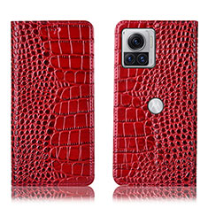 Custodia Portafoglio In Pelle Cover con Supporto H08P per Motorola Moto Edge 30 Ultra 5G Rosso