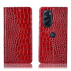 Custodia Portafoglio In Pelle Cover con Supporto H08P per Motorola Moto Edge Plus (2022) 5G Rosso