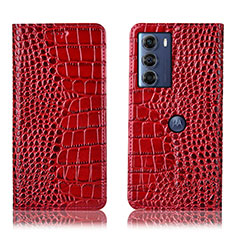 Custodia Portafoglio In Pelle Cover con Supporto H08P per Motorola Moto Edge S30 5G Rosso